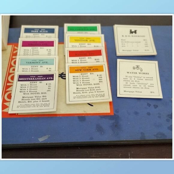 Monopoly 1937 Vintage Board Game Blue Box Parker Brothers Wood Pieces Complete W - Picture 6 of 9